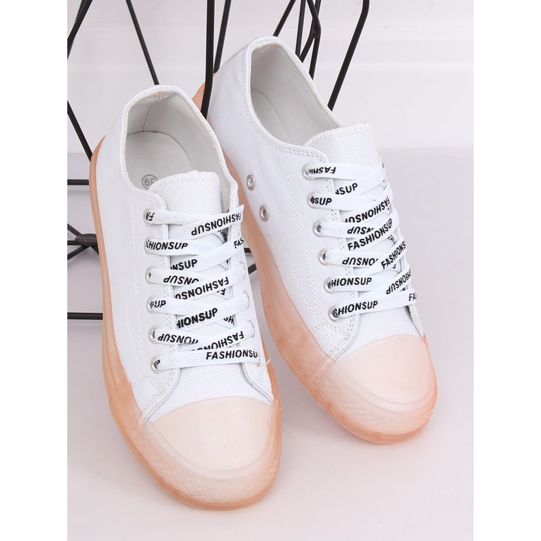 Weiße und rosafarbene Damensneaker B111-2 WEISS / PINK 2