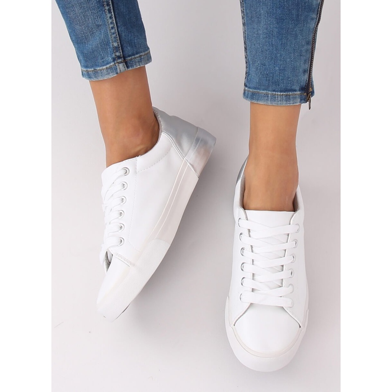 Weiße und silberne Sneakers für Damen A88-29 W-SILVER grau 2