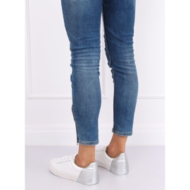 Weiße und silberne Sneakers für Damen A88-29 W-SILVER grau 1