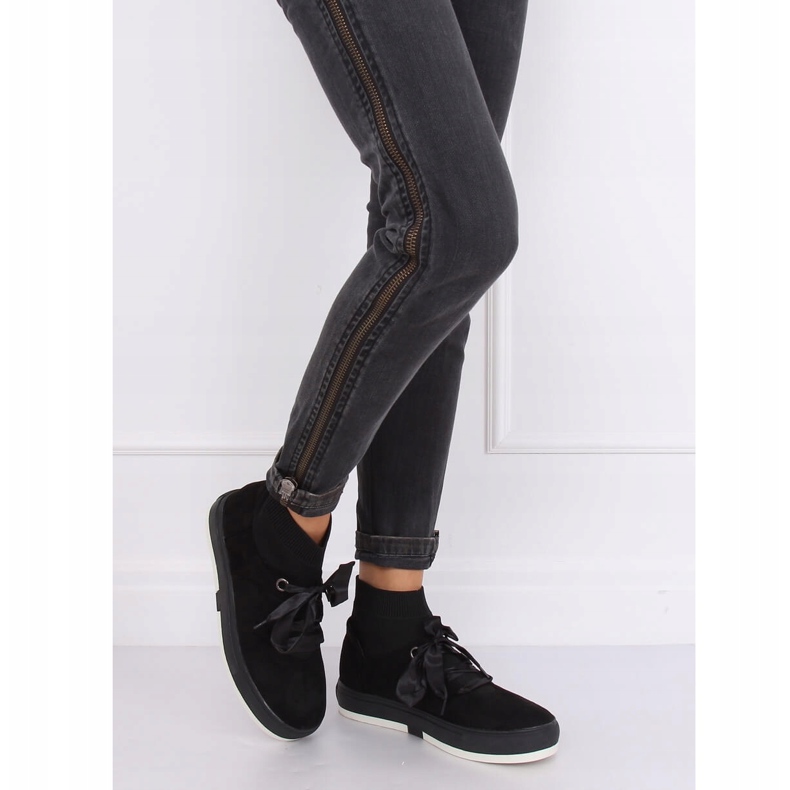 Schwarz CH-95 Schwarze Knöchel-Sneaker 1