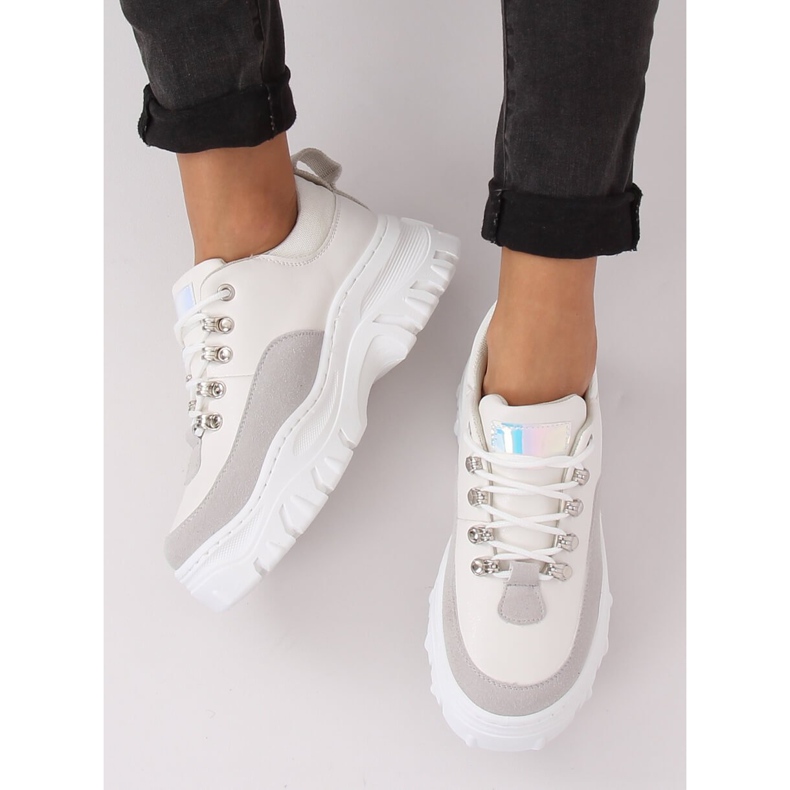 Schuhe mit hohen Sohlen, weiß und grau PF5329 Grey 1