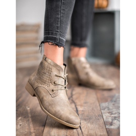 Groto Gogo Khaki durchbrochene Stiefeletten mehrfarbig grün 1