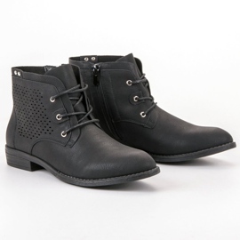 Groto Gogo Schwarze durchbrochene Stiefel 1