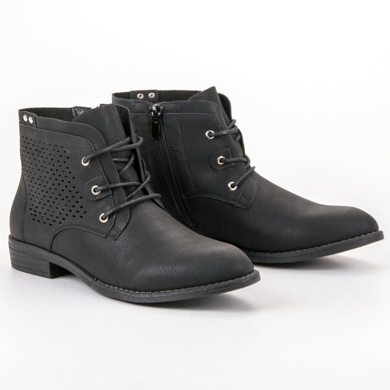 Groto Gogo Schwarze durchbrochene Stiefel 1
