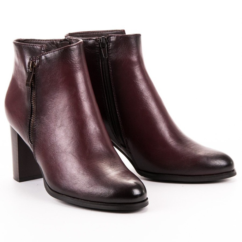 W. Potocki Burgunderrote Stiefeletten mit hohem Absatz 1