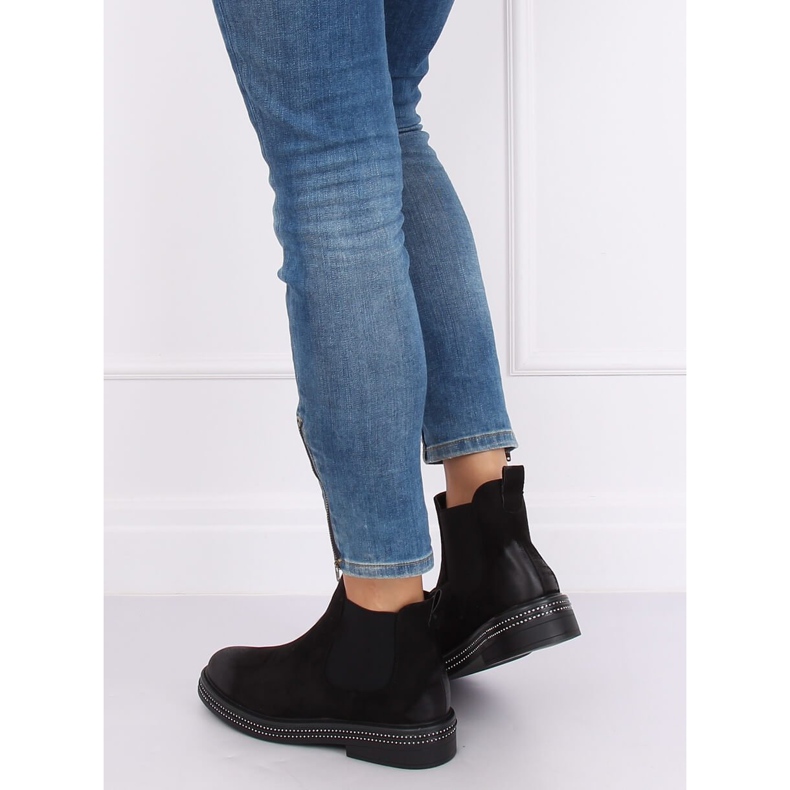 Schwarze Chelsea-Boots für Damen WY-2842 Schwarz 1