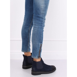 Marineblaue Chelsea Boots für Damen WY-2842 Blue 1