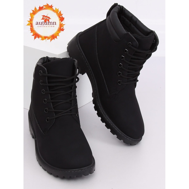 Schwarze Damen Holzstiefel W-3033 Schwarz 1