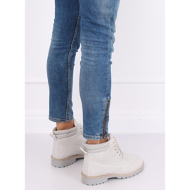 Graue Holzstiefel für Damen W-3033 Grau 2