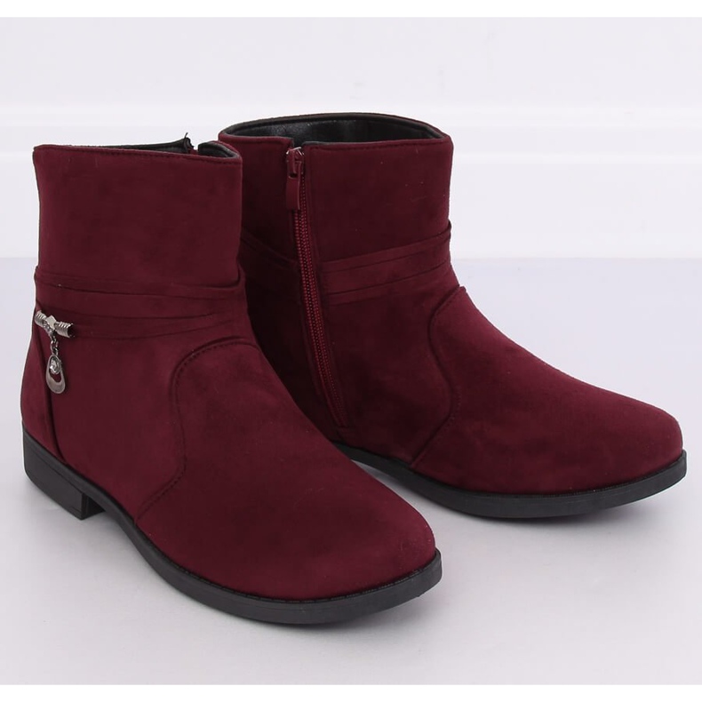 Maroon Damen Wildlederstiefel MP-53 Rot 1