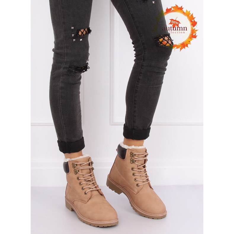 Damen Holzstiefel, beige und pink, 1121-PA Pink 1