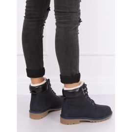 Marineblaue isolierte Holzstiefel für Damen 1121-PA DK.BLUE 1