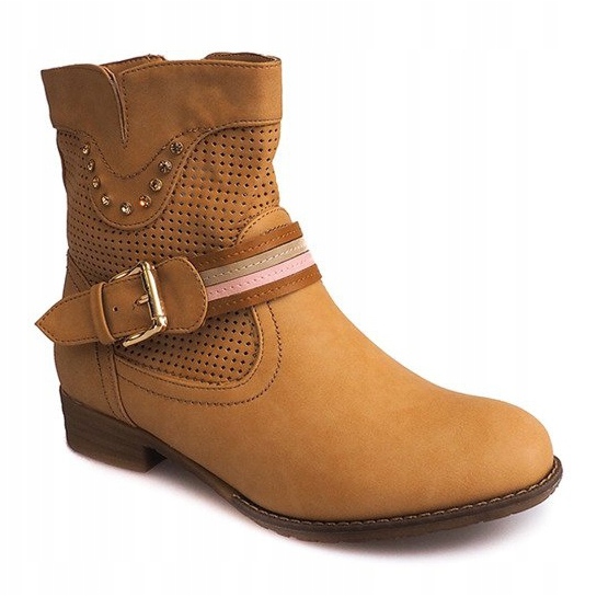 Durchbrochene Stiefeletten Cowboy HC230 Camel braun 1