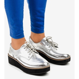 Silberne elegante Schnürschuhe 2017-1 grau 1