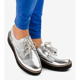 Silberne elegante Schnürschuhe 2017-1 grau 2