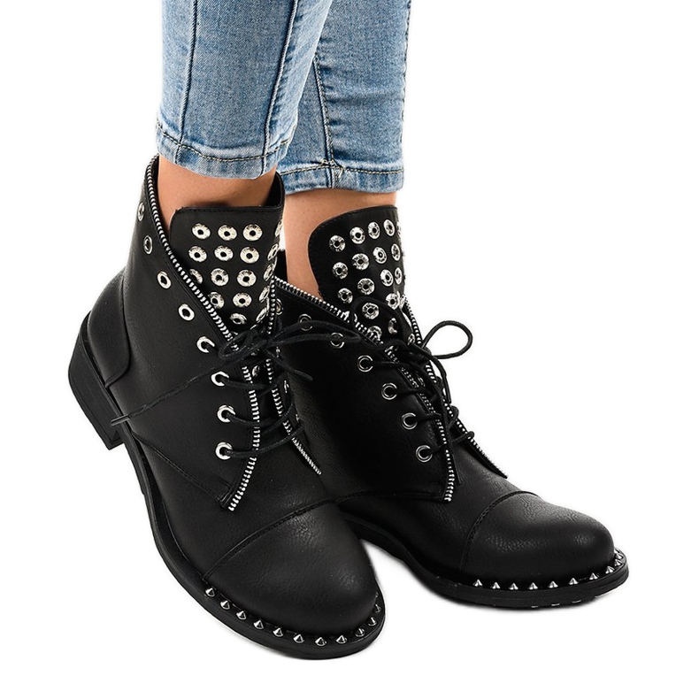 Schwarze Damenstiefel mit Reißverschluss BH132-KB 2