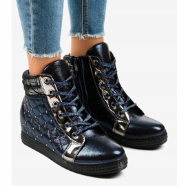 Marineblaue Sneakers auf dem Keil R468-1 1