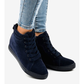 Marineblaue Sneakers mit Keilabsatz TL50-2 2