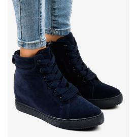 Marineblaue Sneakers mit Keilabsatz TL50-2 1