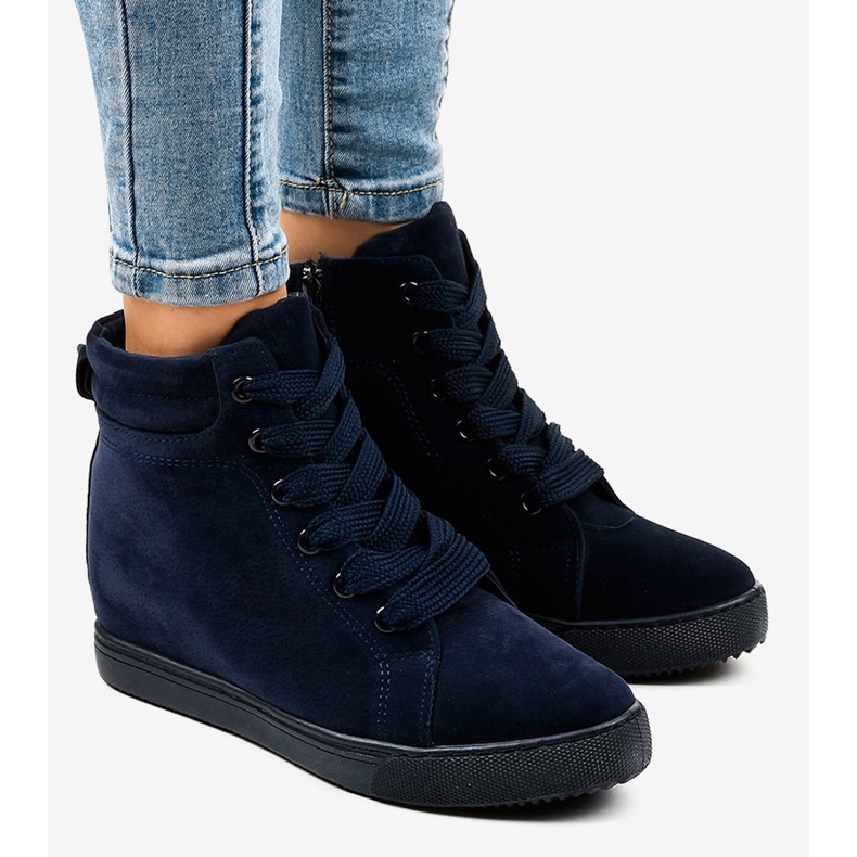 Marineblaue Sneakers mit Keilabsatz TL50-2 1