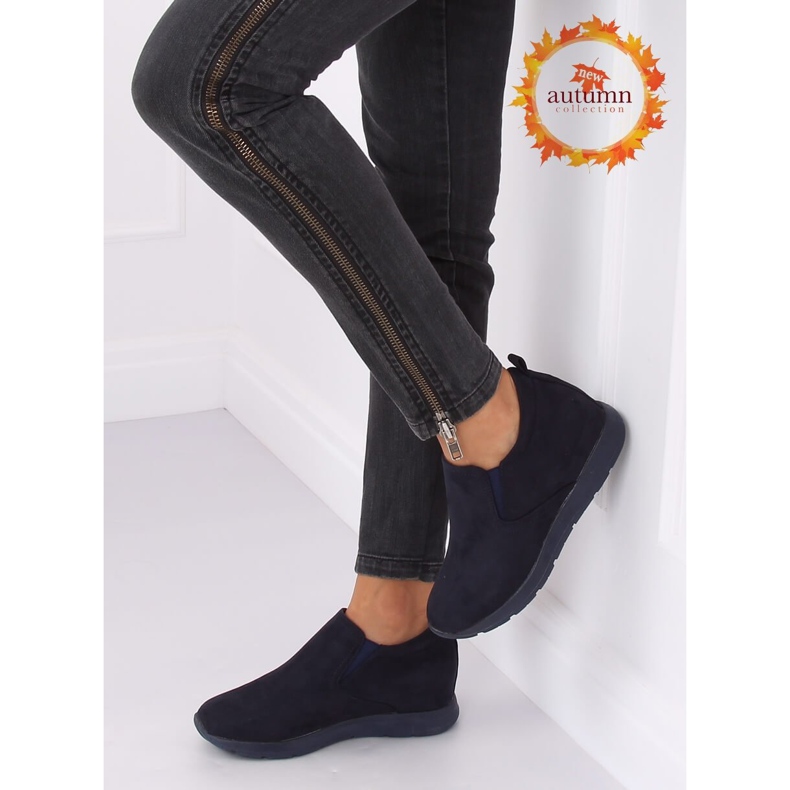 Marineblaue Schuhe auf einem versteckten Keil ZY-7K67 Blue navy blau 1
