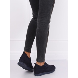 Marineblaue Schuhe auf einem versteckten Keil ZY-7K67 Blue navy blau 2