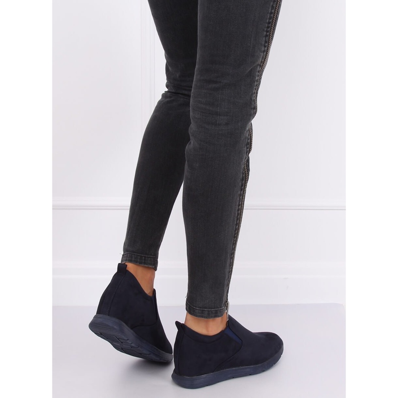 Marineblaue Schuhe auf einem versteckten Keil ZY-7K67 Blue navy blau 2