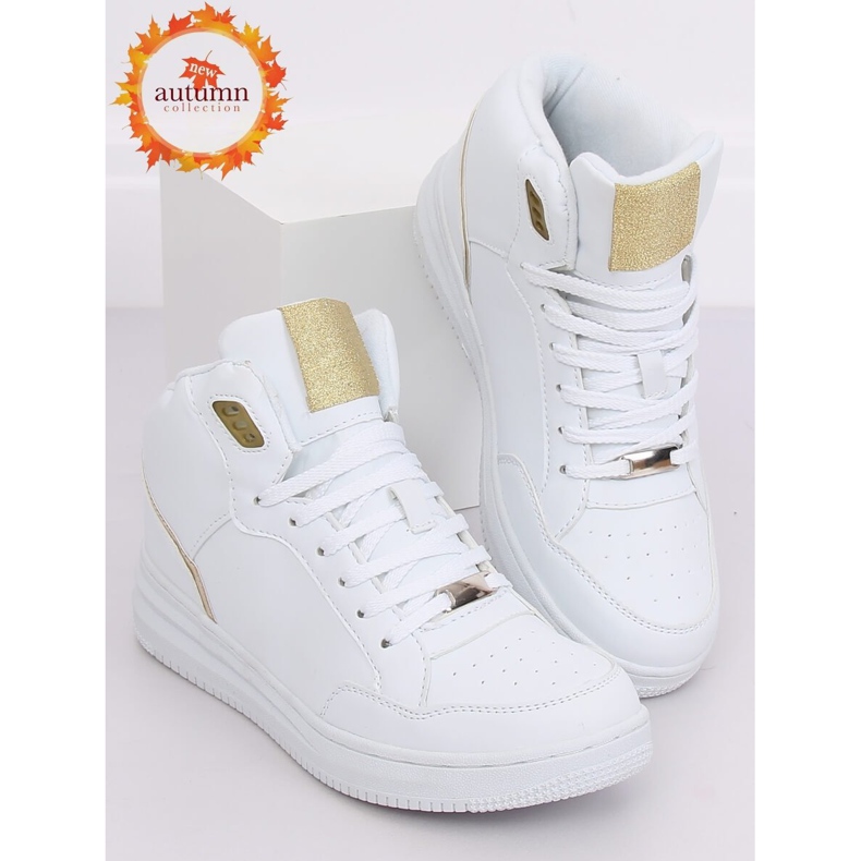 Weiß-goldene Sportschuhe mit hohem Knöchel 107-18 WEISS / GOLD 1