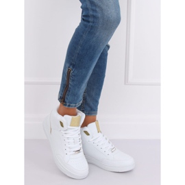 Weiß-goldene Sportschuhe mit hohem Knöchel 107-18 WEISS / GOLD 2