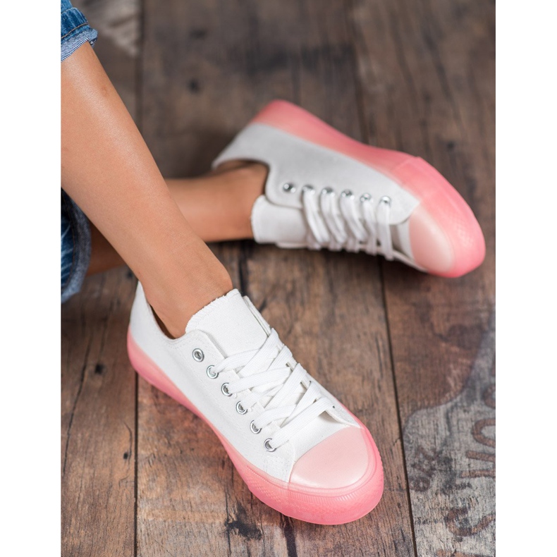 Jumex Modische Sneaker für Damen weiß rosa 1