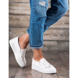 J. Star Slipons mit Strasssteinen weiß 1