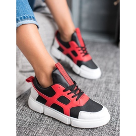 Jumex Modische Turnschuhe schwarz rot 1
