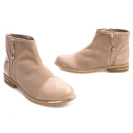 Elegante Stiefel mit Lochmuster B8107 Beige 2