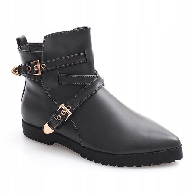 Warme elegante Stiefel mit Schnalle HW13 Grau 2