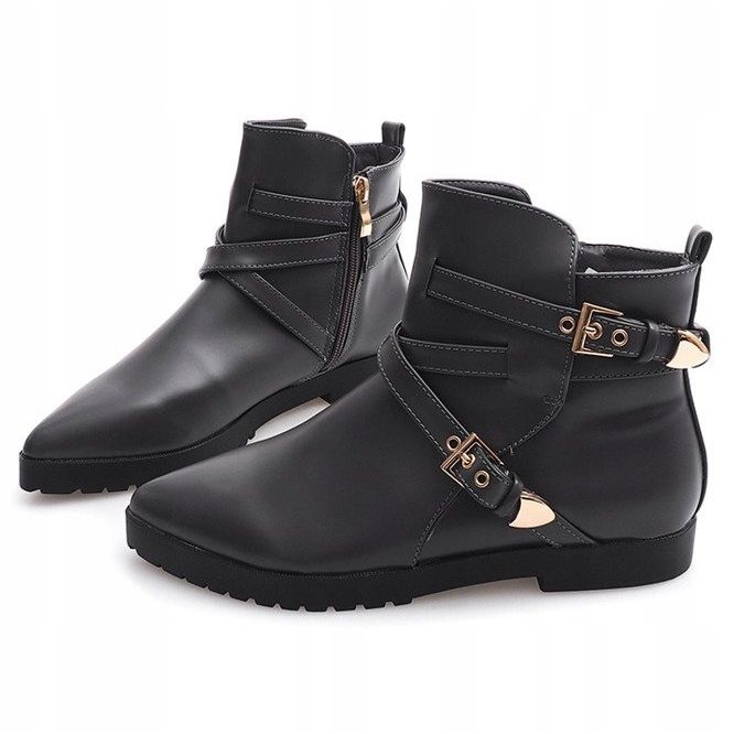 Warme elegante Stiefel mit Schnalle HW13 Grau 1