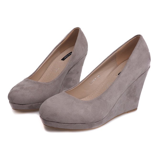 Wildleder Pumps On Wedge 2054 Grau 1