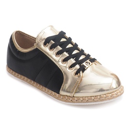 Leinen Espadrilles Q52 Schwarze Turnschuhe gelb 1