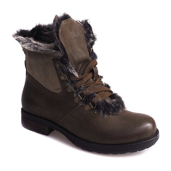 Warme Stiefel Jodhpurstiefel Pelz X467 Grün mehrfarbig 2