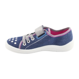 Befado Kinderschuhe 251Y109 Jeans marineblau rosa grau 2