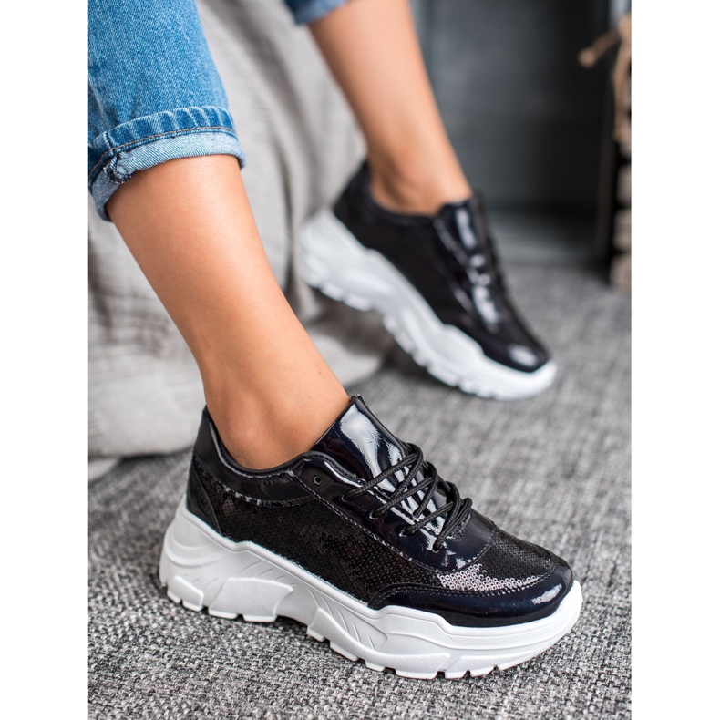 Marquiz Sportschuhe mit Pailletten schwarz 1