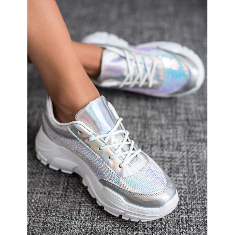 Marquiz Sportschuhe mit Pailletten grau 1