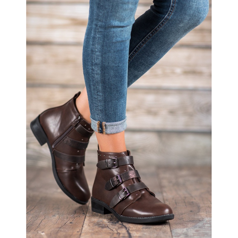 Small Swan Stiefel mit Zierstreifen braun 2