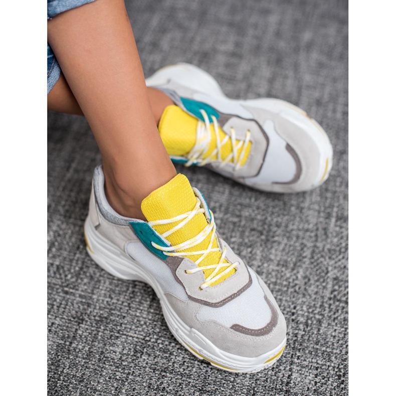 SHELOVET Sportschuhe zum Schnüren grau gelb 1