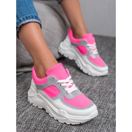 Ideal Shoes Neon-Sportschuhe weiß rosa mehrfarbig 1