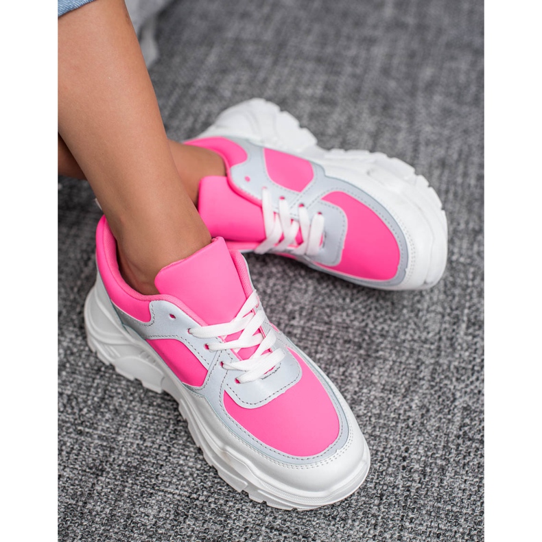 Ideal Shoes Neon-Sportschuhe weiß rosa mehrfarbig 2