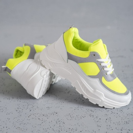 Ideal Shoes Neon-Sportschuhe weiß mehrfarbig gelb 2