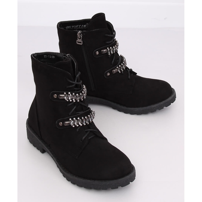 Schwarze Schnürstiefel H8-118 Schwarz 2