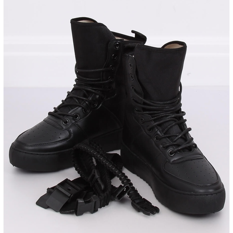 Schwarz Y-027 Schwarze Sportschuhe 1