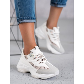 Kayla Gebundene Sneakers mit Schlangenprint weiß 2