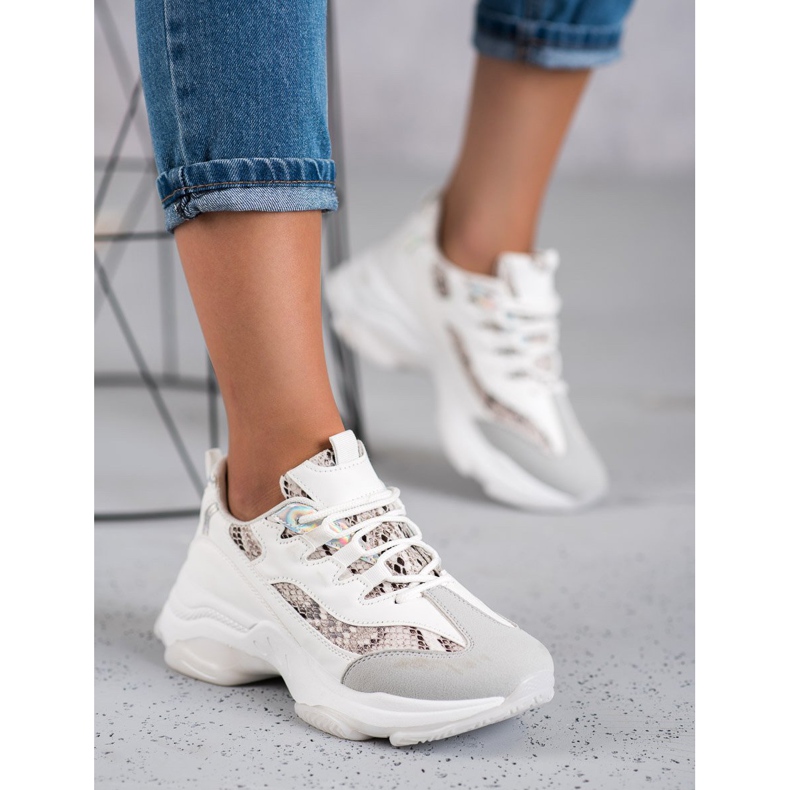Kayla Gebundene Sneakers mit Schlangenprint weiß 2